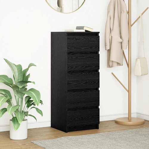 VidaXL Komoda s predali črna hrast 37,5x35x99 cm inženirski les Slike