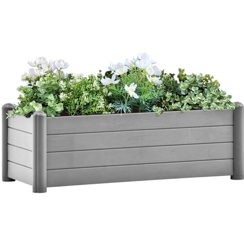 VidaXL Visoka greda PP kamnito siva 100x43x35 cm Slike