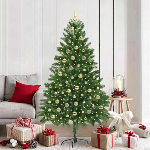 vidaXL Božično drevo med 300 LED z stojalom Zelena 180 cm PE Cene