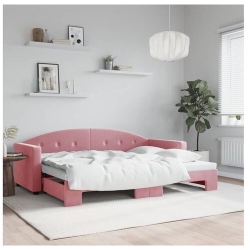 VidaXL Izvlečna dnevna postelja roza 80x200 cm žamet Slike