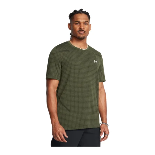 Under Armour UA Shirt Vanish Seamless Grid SS, Marine OD Green/White - L, (21581824)