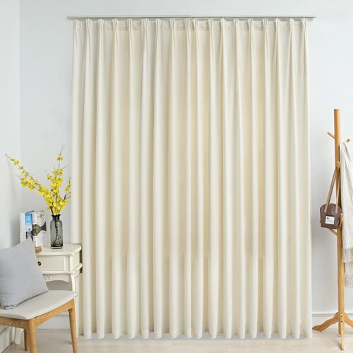 VidaXL Zatemnitvena zavesa z obe&amp;scaron;ali žametna krem 290x245 cm Slike