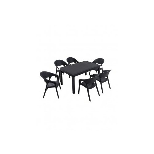 Hanah home Antracitno siva vrtna jedilna garnitura za 6 oseb Garden &amp;ndash; Slike