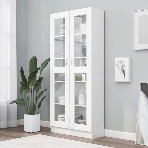  Vitrina bijela 82,5 x 30,5 x 185 cm konstruirano drvo Slike
