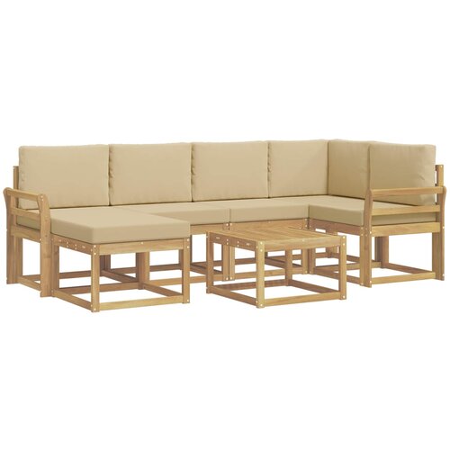vidaXL Zunanja garnitura za sedenje z blazino 7 pcs Bela in bež, (5000271569) Cene