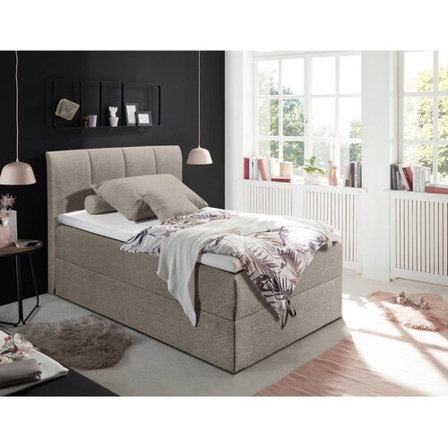 MID.YOU POSTELJA BOXSPRING 120 cm x 200 cm , tekstil umazano rjava Cene