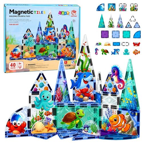  Magnetne građevinske kocke Morske životinje Ocean 40 kom. Slike