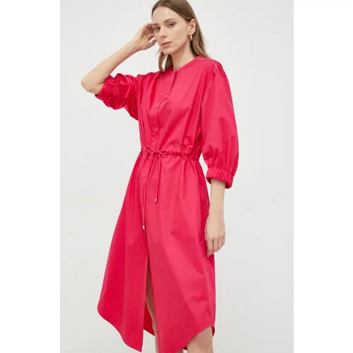 Max Mara Leisure Pamučna haljina boja: ružičasta, midi, širi se prema dolje