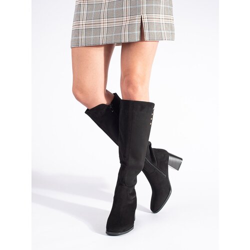 Shelvt Black suede stiletto boots Slike