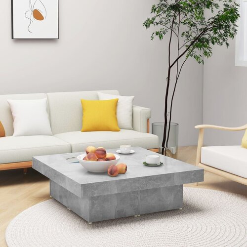The Living Store Klubska mizica betonsko siva 90x90x28 cm iverna plo&amp;scaron;ča - Klubska Mizica, (21574714) Slike