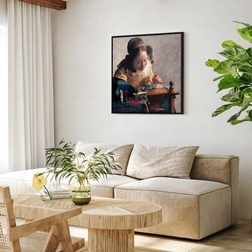  Slika - Jan Vermeer &amp;ndash; The Lacemaker 40x40 U crnom drvenom okviru Slike