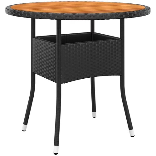 vidaXL Vrtni stol Ø 80 x 75 cm od bagremovog drva i poliratana crni