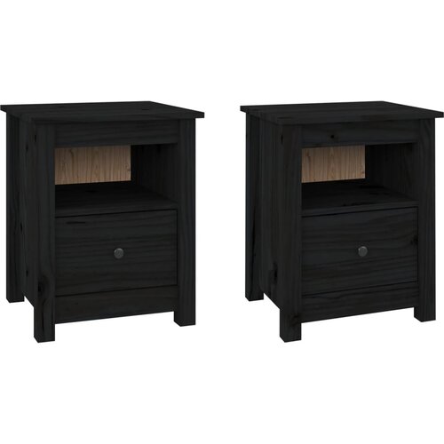 Maison Chic Dvo delni komplet Nočne omarice - Nočne mize črna 40x35x49 cm trdna borovina, (21689208) Slike