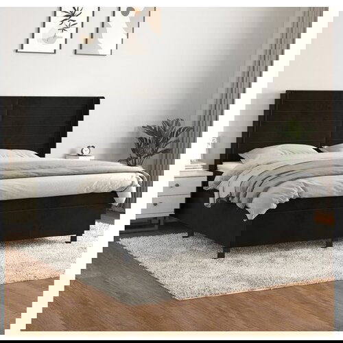 vidaXL Box spring postelja z vzmetnico črna 180x200 cm žamet Cene