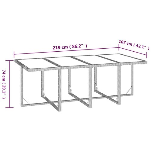  9-dijelni vrtni blagovaonski set s jastucima crni od poliratana Crna 219 cm table length Slike