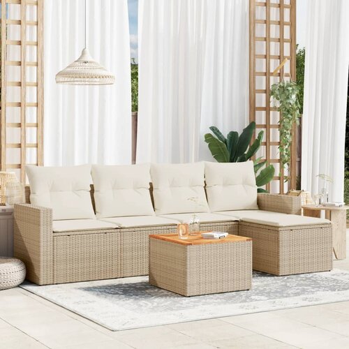 vidaXL 6-dijelni set vrtnih sofa s jastucima bež od poliratana Cijene