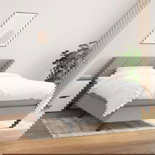  Box spring postelja z vzmetnico svetlo siv 100x200 cm blago, (20725329) Slike