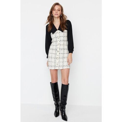 Trendyol Ecru Tweed Dress Slike