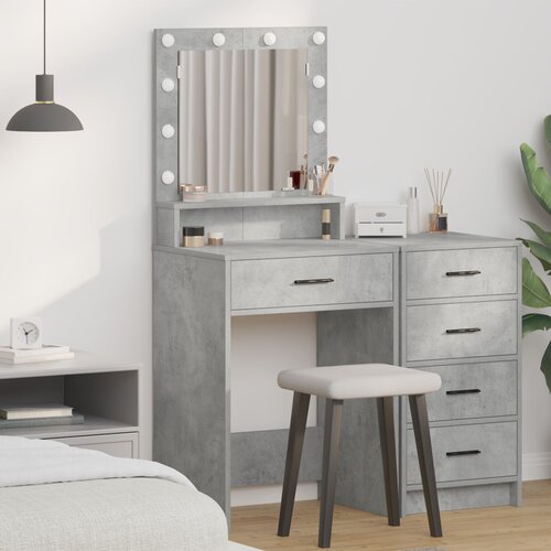 vidaXL Betonska siva Iverica 50 x 41 x 135 cm Ogledalo Cijene