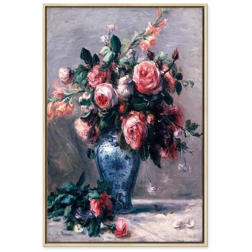  Slika - Pierre-Auguste Renoir &amp;ndash; Vase of Roses 60x90 U prirodnom drvenom okviru Slike