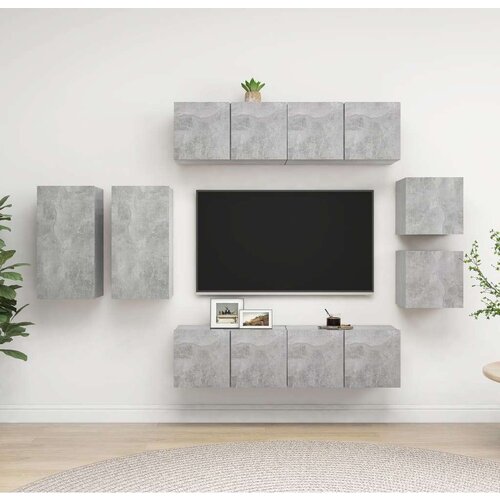  8-dijelni set TV ormarića siva boja betona od iverice Cijene
