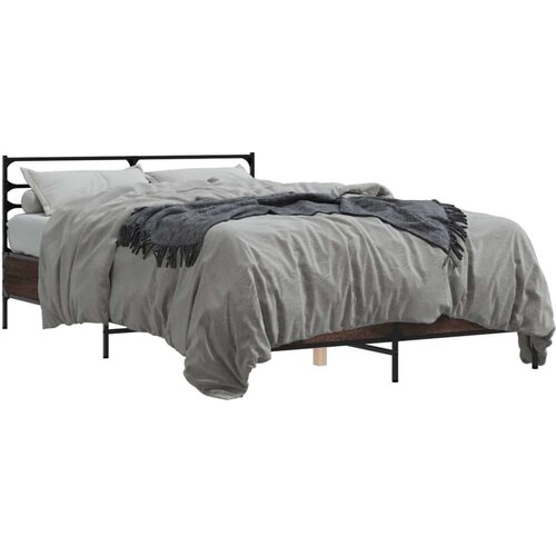  Okvir za krevet smeđi hrast 140x190cm konstruirano drvo i metal Slike