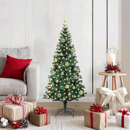 vidaXL Umjetna preddekorirana božićna jelka Zelena 120cm PVC in kovina Cene