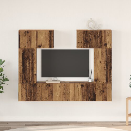 vidaXL Komplet TV omaric s polico 6 pcs Stari les 80 x 30 x 30 cm Cene