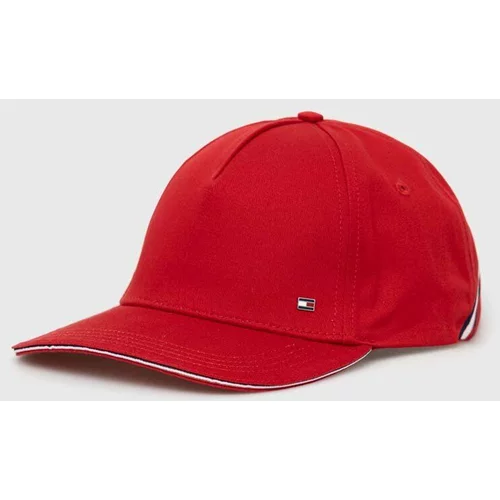 Tommy Hilfiger Bombažna bejzbolska kapa rdeča barva