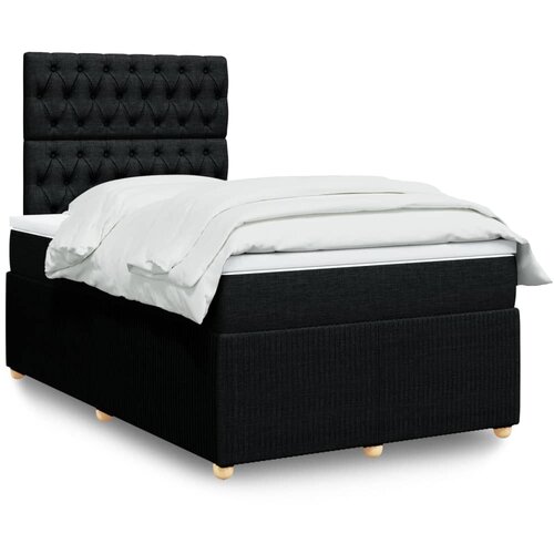 vidaXL Box spring postelja z vzmetnico črn 120x200 cm blago Cene