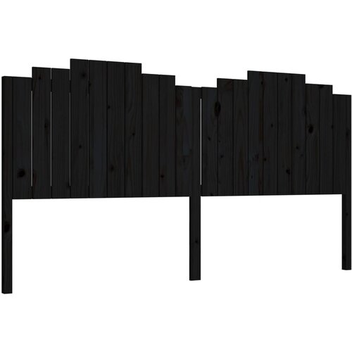  Uzglavlje za krevet crno 206 x 4 x 110 cm od masivne borovine Slike
