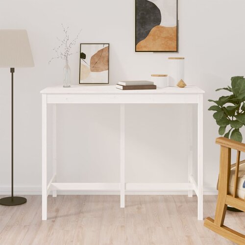 VidaXL Barska miza bela 140x80x110 cm trdna borovina Slike