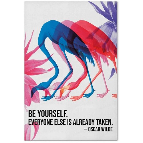  Slika - Colorful Flamingos - Inspirational Quote with Colorful Bird Silhouettes 80x120 Premium Print Slike