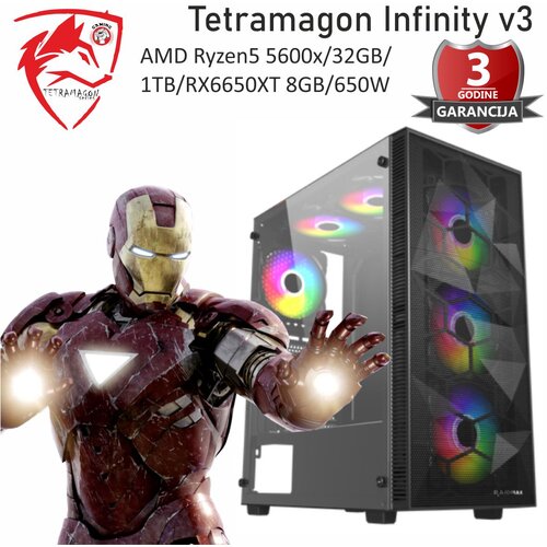 TETRAMAGON series računar tetramagon infinity v3 amd Ryzen5 5600x/32GB/1TB/RX6650XT 8GB/650W Slike