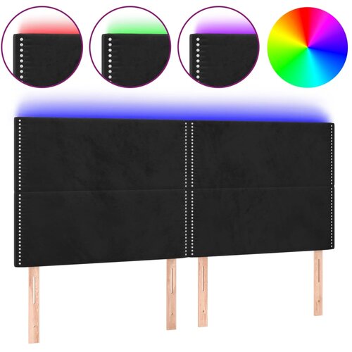 Maison Chic led posteljno vzglavje - vzglavna omarica - nočna omarica črno 180x5x118/128 cm žamet, (21713388) Slike