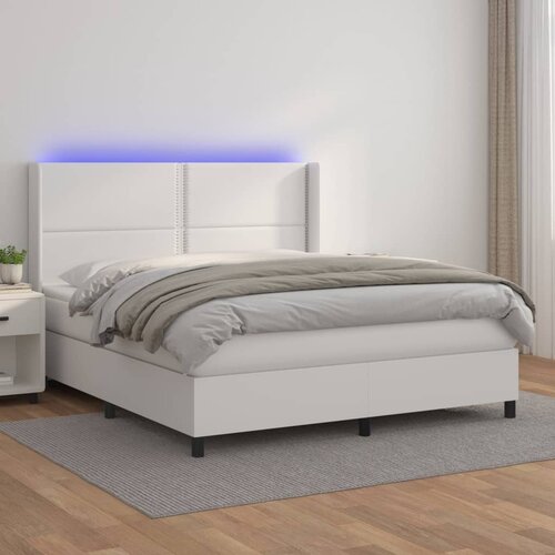  The Living Store Box spring postelja z vzmetnico LED bela 180x200cm umetno usnje - Box Spring Postelja, (21454862) Slike