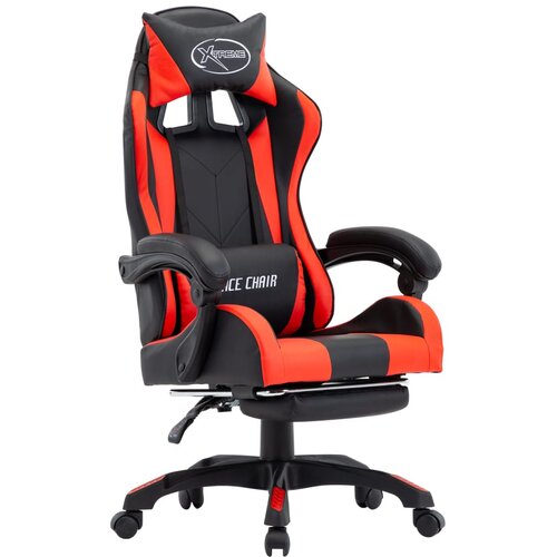 VidaXL racing stol z oporo za noge rdeče in črno umetno usnje Slike