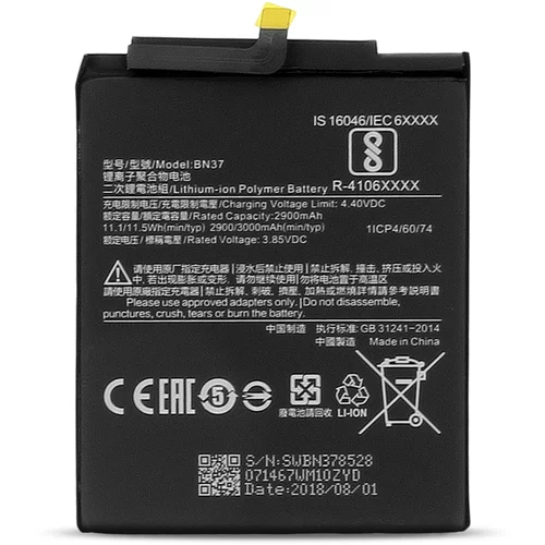 AVIZAR Nadomestna notranja Li-Polymer baterija 3000 mAh, model BN37 - crna str. Xiaomi Redmi 6A, (20618131)