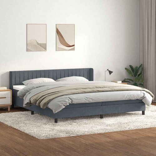vidaXL Box spring postelja z vzmetnico temno siva 180x210 cm žamet Cene