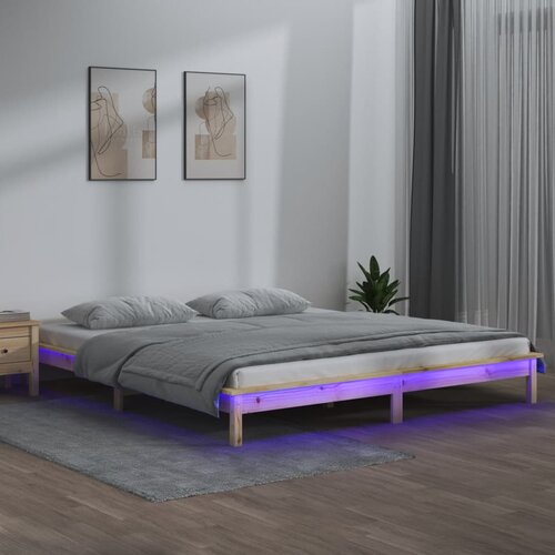 The Living Store LED posteljni okvir 140x190 cm trden les - Posteljni Okvir, (21530558) Cene