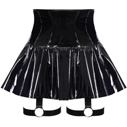 Black Level High Waist Vinyl Mini Skirt 2851792 Black L Cene