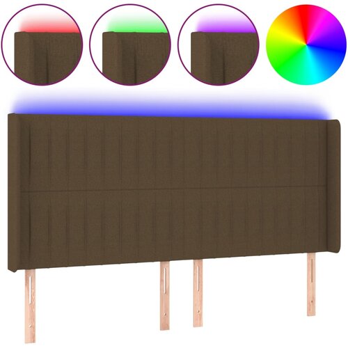 VidaXL LED posteljno vzglavje temno rjavo 163x16x118/128 cm blago, (20951769) Slike