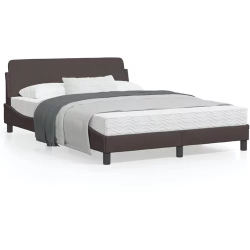 vidaXL Okvir za krevet s uzglavljem tamnosmeđi 140x200 cm od tkanine