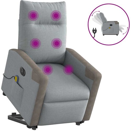 VidaXL Električni masažni naslonjač na podizanje tkanina svjetlosivi Slike