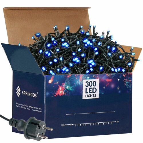 Springos set božićnih lampica, 300 LED, 19,5 m, plava Slike