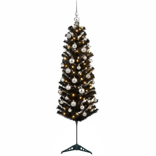  Umjetno usko božićno drvce s kuglicom 150 cm 150 LED lampica - 150 cm s LED-ima i srebrnim lopticama Slike
