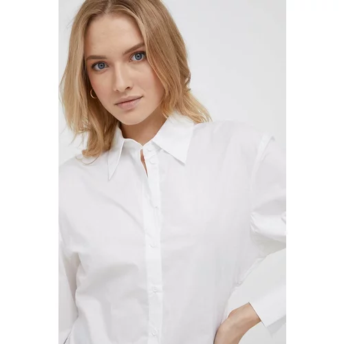 Sisley Pamučna košulja za žene, boja: bijela, relaxed, s klasičnim ovratnikom