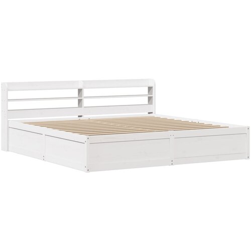 Maison Chic Posteljni okvir - Dvoposteljna postelja - Zakonska postelja z vzglavjem bel 200x200 cm trdna borovina, (21693770) Cene