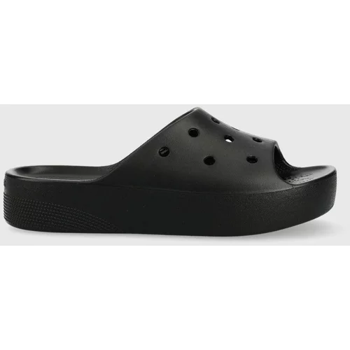 Crocs Natikači Classic Platform Slide ženski, črna barva, 208180