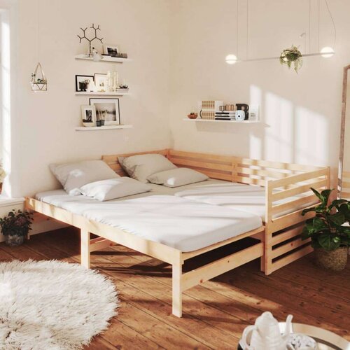  Izvlečna dnevna postelja 2x(90x200) cm trdna borovina, (20647997) Slike